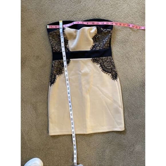 NWT TRIXXI BEIGE/BLACK STRAPLESS MINI DRESS WITH‎ LACE DETAIL SIZE 3 - Picture 10 of 16